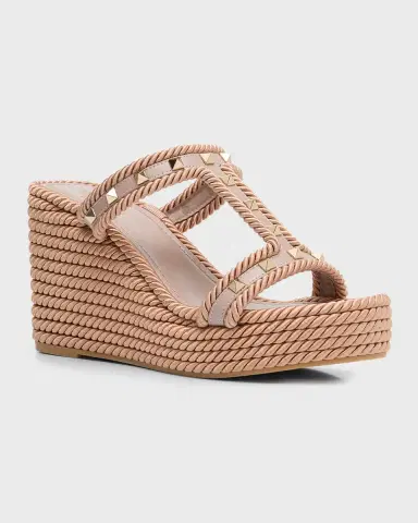Valentino Garavani Rockstud Torchon T-Strap Espadrille Sandals | Thumbnail 3 Valentino Garavani Rockstud Torchon T-Strap Espadrille Sandals | Thumbnail 3