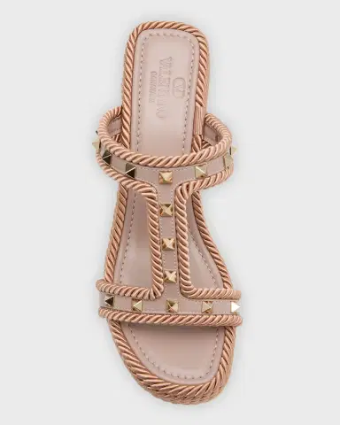 Valentino Garavani Rockstud Torchon T-Strap Espadrille Sandals | Thumbnail 5 Valentino Garavani Rockstud Torchon T-Strap Espadrille Sandals | Thumbnail 5