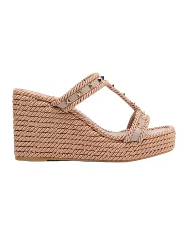 Valentino Garavani Rockstud Torchon T-Strap Espadrille Sandals | Thumbnail 1 Valentino Garavani Rockstud Torchon T-Strap Espadrille Sandals | Thumbnail 1