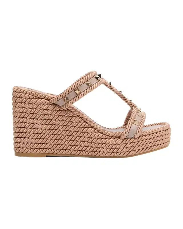 Valentino Garavani Rockstud Torchon T-Strap Espadrille Sandals