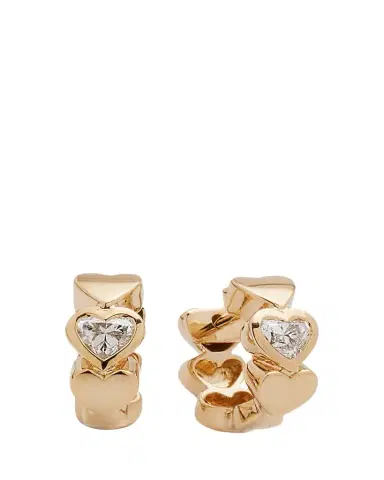 Sydney Evan 14k Gold Diamond Hearts Hoop Earrings | Thumbnail 1