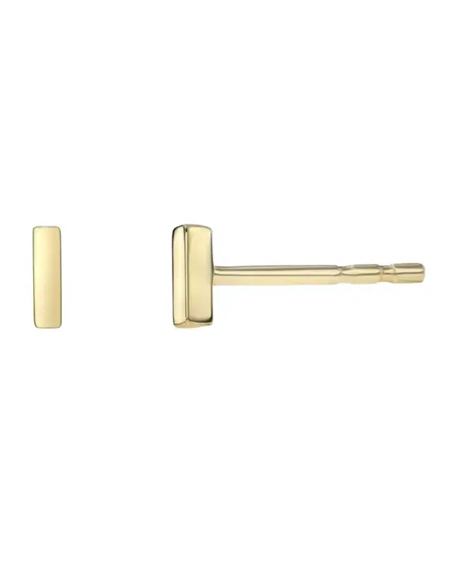 14K Gold Mini Bar Stud Earrings