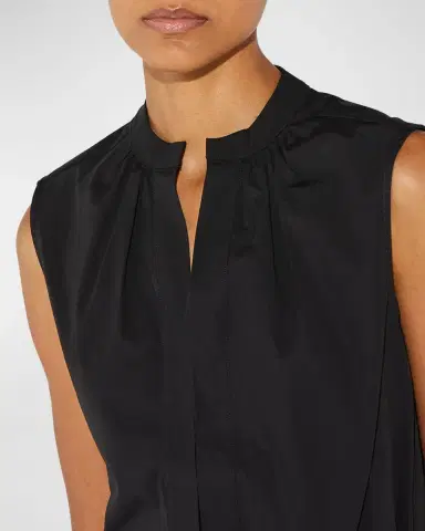 CALLAS MILANO Olympia Ruched Sleeveless Cotton Blouse | Thumbnail 3 CALLAS MILANO Olympia Ruched Sleeveless Cotton Blouse | Thumbnail 3