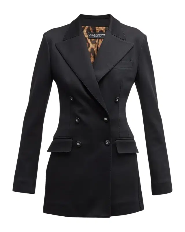 Long Tailored Blazer Jacket with Button Detail