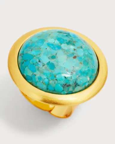 NEST Jewelry Brushed Gold Turquoise Cabochon Ring | Thumbnail 2