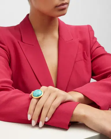 NEST Jewelry Brushed Gold Turquoise Cabochon Ring | Thumbnail 4