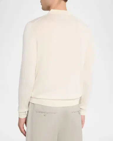 Isaia Men's Wool-Silk Blend Polo Sweater | Thumbnail 2 Isaia Men's Wool-Silk Blend Polo Sweater | Thumbnail 2