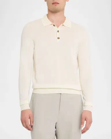 Isaia Men's Wool-Silk Blend Polo Sweater | Thumbnail 3 Isaia Men's Wool-Silk Blend Polo Sweater | Thumbnail 3