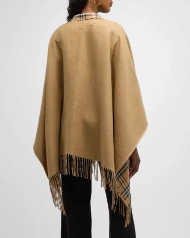 Burberry Charlotte Check Wool Cape | Thumbnail 3