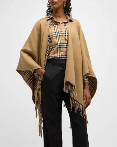 Burberry Charlotte Check Wool Cape | Thumbnail 4