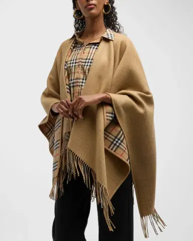 Burberry Charlotte Check Wool Cape | Thumbnail 6