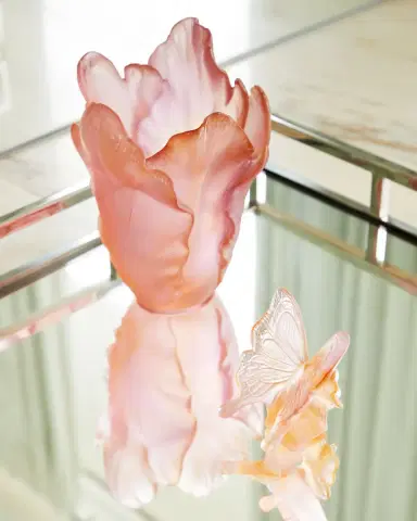 Daum Small Tulip Vase in Amber & Fuchsia | Thumbnail 3