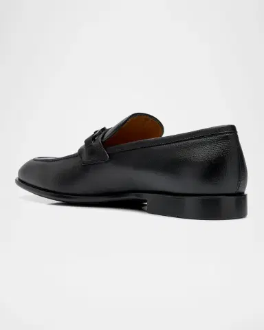 Ferragamo Men's Foster Grained Leather Gancini Bit Loafers | Thumbnail 4 Ferragamo Men's Foster Grained Leather Gancini Bit Loafers | Thumbnail 4