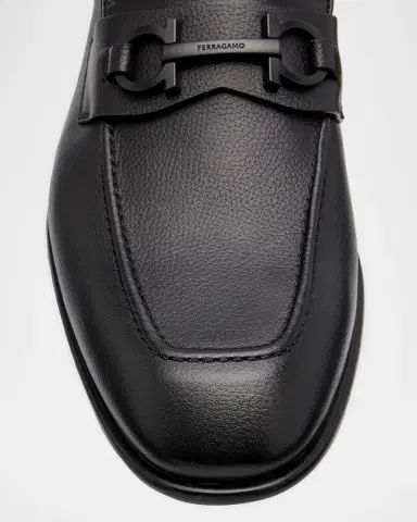Ferragamo Men's Foster Grained Leather Gancini Bit Loafers | Thumbnail 7 Ferragamo Men's Foster Grained Leather Gancini Bit Loafers | Thumbnail 7