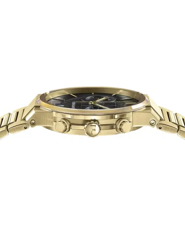 Ferragamo 41mm  Sapphire Chrono Watch with Bracelet Strap, Yellow Gold