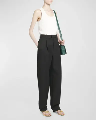 Bottega Veneta High-Rise Pleated Straight-Leg Trousers | Thumbnail 2 Bottega Veneta High-Rise Pleated Straight-Leg Trousers | Thumbnail 2