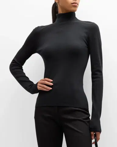 Joseph Long-Sleeve Stretch Silk Turtleneck Pullover | Thumbnail 4 Joseph Long-Sleeve Stretch Silk Turtleneck Pullover | Thumbnail 4