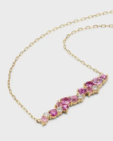 Sydney Evan 14K Yellow Gold Pink Sapphire Cocktail Necklace | Thumbnail 3
