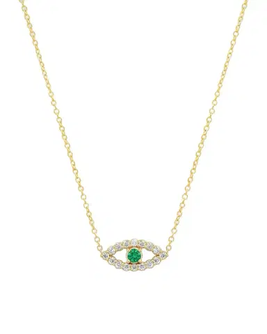 Jennifer Meyer Evil Eye Necklace with Emerald and Diamonds | Thumbnail 1 Jennifer Meyer Evil Eye Necklace with Emerald and Diamonds | Thumbnail 1