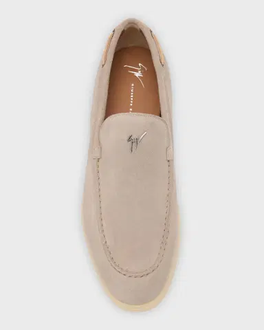Giuseppe Zanotti Men's Suede Metal Logo Moccasin Loafers | Thumbnail 3