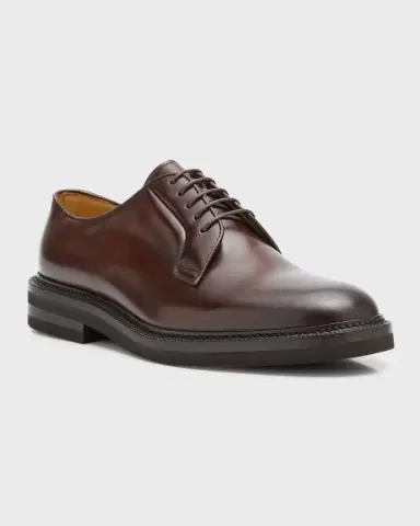 Brunello Cucinelli Men's Leather Derby Shoes | Thumbnail 2