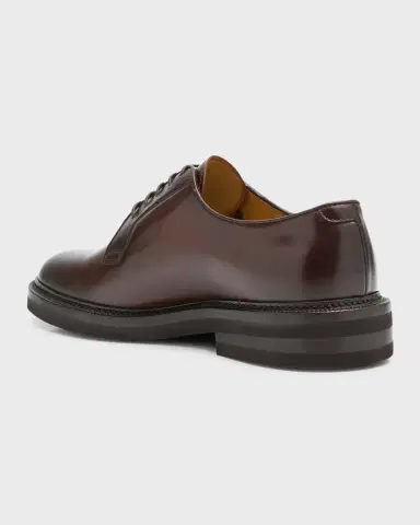 Brunello Cucinelli Men's Leather Derby Shoes | Thumbnail 3