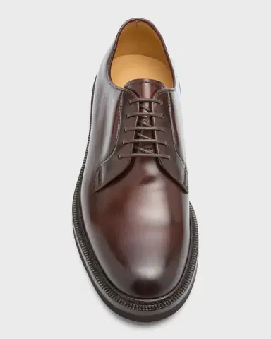 Brunello Cucinelli Men's Leather Derby Shoes | Thumbnail 4