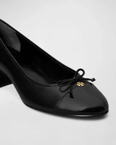 Tory Burch Mixed Leather Cap-Toe Ballerina Pumps | Thumbnail 4 Tory Burch Mixed Leather Cap-Toe Ballerina Pumps | Thumbnail 4