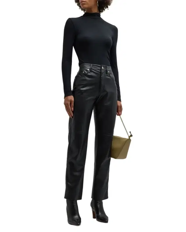 FRAME Ribbed Turtleneck Top