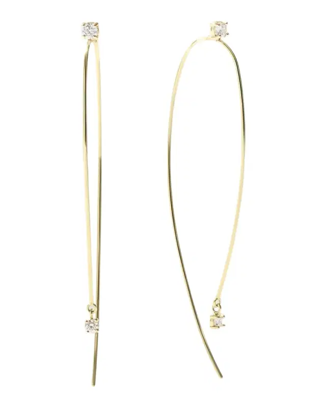 14K Gold Hooked On Hoops With Diamonds