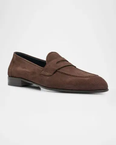 Brioni Men's Suede Penny Loafers | Thumbnail 2