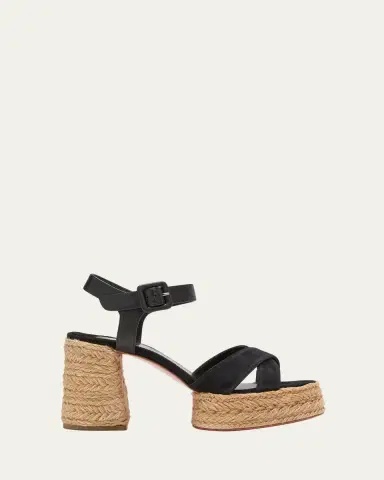 Christian Louboutin 70mm Calakala Leather Crisscross Espadrille Sandals | Thumbnail 5