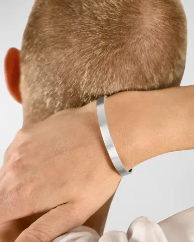 Le Gramme Men 's Brushed Sterling Silver Ribbon Cuff Bracelet | Thumbnail 2