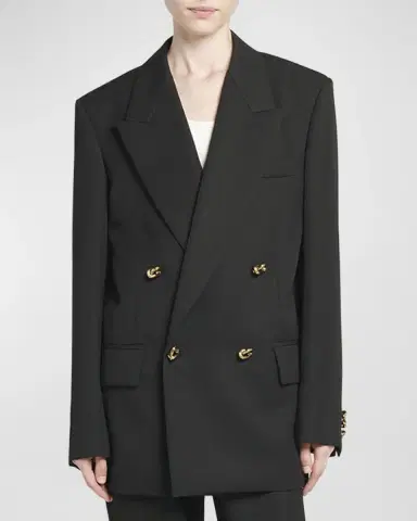 Bottega Veneta Knot Double-Breasted Oversized Blazer Jacket | Thumbnail 4