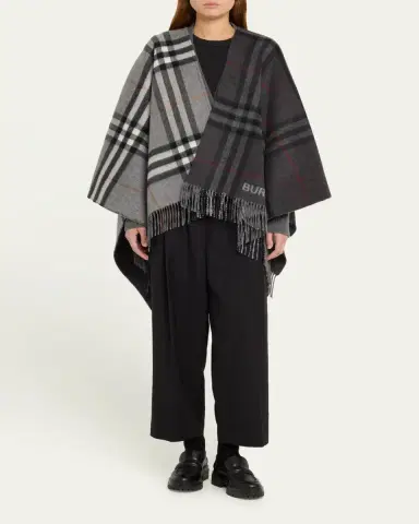 Burberry Giant Check Logo Cashmere-Blend Cape | Thumbnail 2