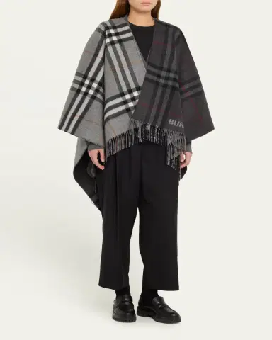 Burberry Giant Check Logo Cashmere-Blend Cape | Thumbnail 4