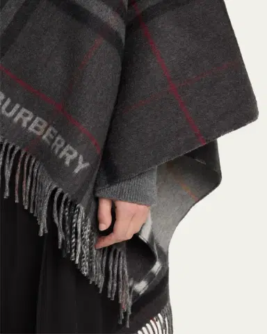 Burberry Giant Check Logo Cashmere-Blend Cape | Thumbnail 5