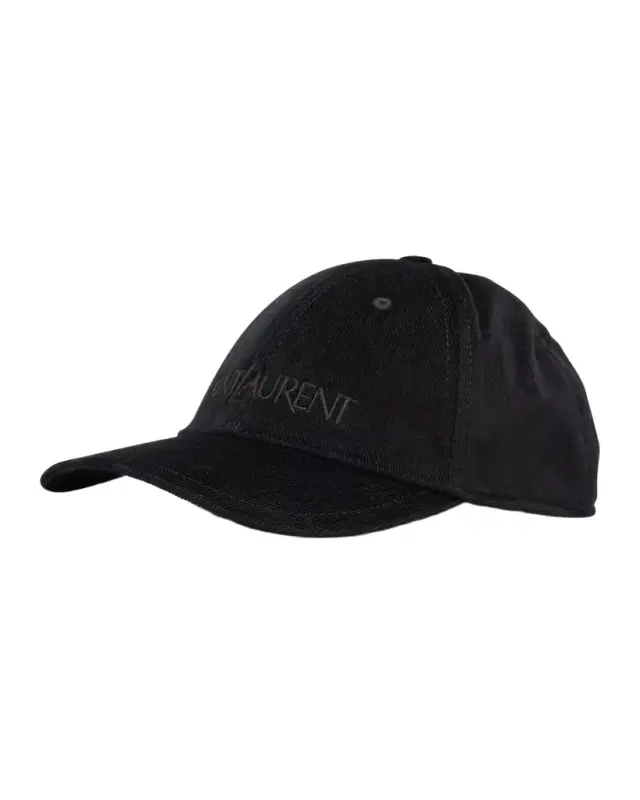 Saint Laurent Men 's 6-Panel Corduroy Logo Baseball Cap