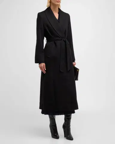 Sofia Cashmere Cashmere Belted Wrap Coat with Pick-Stitched Detail | Thumbnail 2