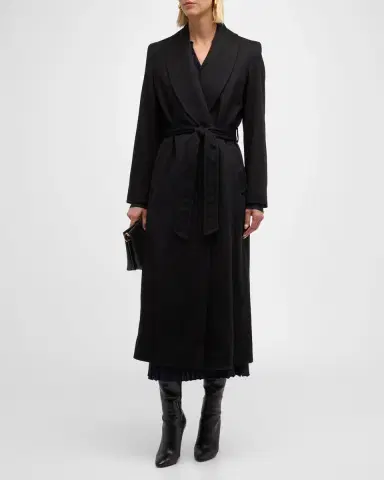 Sofia Cashmere Cashmere Belted Wrap Coat with Pick-Stitched Detail | Thumbnail 3