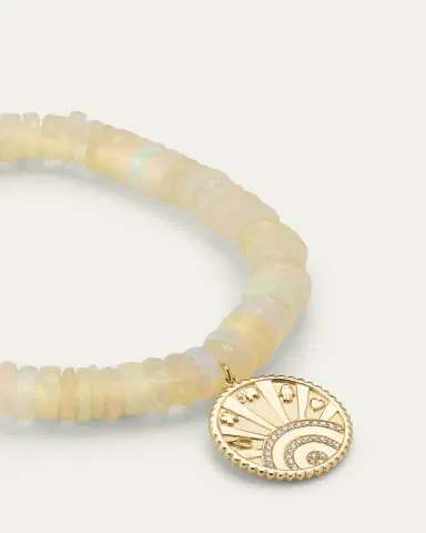 Sydney Evan 14K Yellow Gold Small Pave Diamond Luck Coin Bracelet | Thumbnail 3