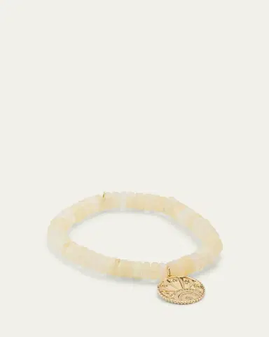 Sydney Evan 14K Yellow Gold Small Pave Diamond Luck Coin Bracelet | Thumbnail 4