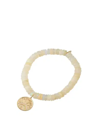 Sydney Evan 14K Yellow Gold Small Pave Diamond Luck Coin Bracelet | Thumbnail 1