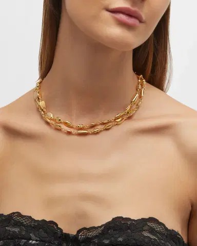 Ben-Amun 24K Gold Two-Row Nuggets Necklace | Thumbnail 2 Ben-Amun 24K Gold Two-Row Nuggets Necklace | Thumbnail 2