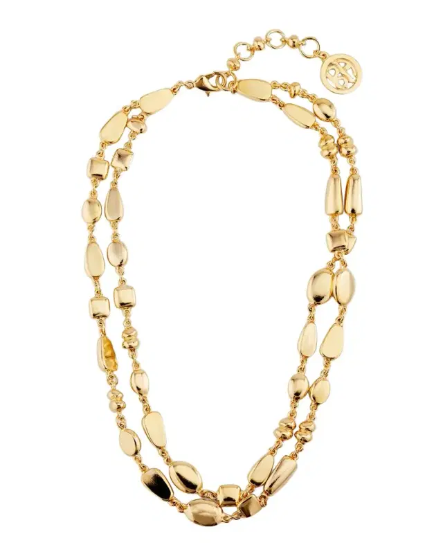 24K Gold Two-Row Nuggets Necklace