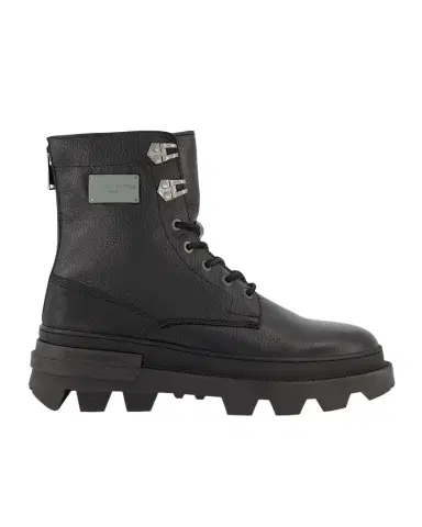 Karl Lagerfeld Paris Men's Tumbled Leather Lug Sole Work Boots | Thumbnail 1 Karl Lagerfeld Paris Men's Tumbled Leather Lug Sole Work Boots | Thumbnail 1