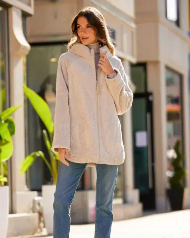 Gorski Reversible Shearling Lamb Zip Parka Jacket With Side Slits | Thumbnail 4 Gorski Reversible Shearling Lamb Zip Parka Jacket With Side Slits | Thumbnail 4