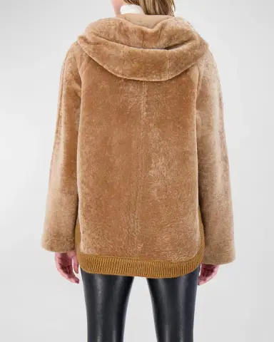 Gorski Reversible Shearling Lamb Zip Parka Jacket With Side Slits | Thumbnail 5 Gorski Reversible Shearling Lamb Zip Parka Jacket With Side Slits | Thumbnail 5