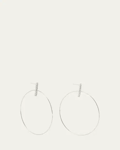Lana 14K Gold Flawless Diamond Bar Stud Hoop Earrings, 60mm | Thumbnail 3