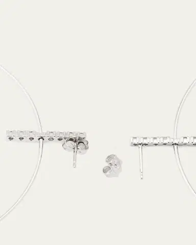 Lana 14K Gold Flawless Diamond Bar Stud Hoop Earrings, 60mm | Thumbnail 4